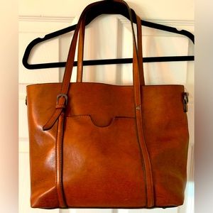 Medium light brown Leather over the shoulder bag